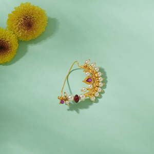แหวนจมูกทองคำ Sanskruti สำหรับผู้หญิง - เครื่องประดับแฟชั่น - Product Image 6