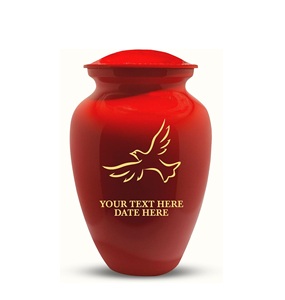 Urna de cremación humana personalizada para cenizas de adultos, urna de latón grabada para hombres y mujeres con nombre, fecha, forma de lápida, tamaño personalizado rojo - Product Image 1