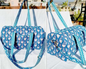 Duffle Bag Cotton Quilted for <b>Women</b> Unisex with Zipper Closure <b>Travel</b> Bag - Product Image 4