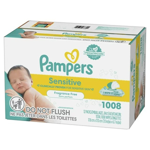 Pampers Sensitive Baby Wipes 12X Flip-Top Packs 1008 Toallitas - Product Image 1