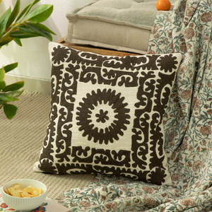 New Arrivals Custom Home Interior Decor Decorative Cushions Embroidered Suzani Cushion Cover 18"x18" Embroidery <b>Throw</b> <b>Pillow</b> - Product Image 1