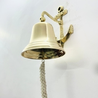 Cloche murale en laiton massif de 7 "avec ancre murale pour réception, école, dîner, église | Cadeaux de décoration pirate