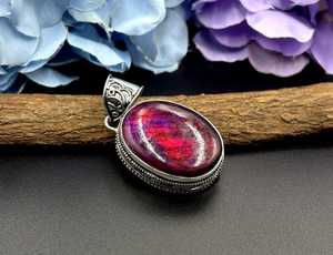 Colgante de labradorita de fuego rojo, collar de cabujón hecho a mano, joyería de cristal curativo, colgante de piedras preciosas, regalo para ella - Product Image 3