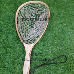 Filet d'atterrissage de pêche à la mouche en plein air Filet à truite Cadre en bois avec filet en caoutchouc Filet coulé à la main Thor Filet de pêche à la truite - Product Image 1