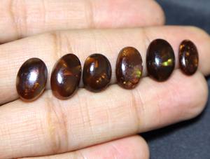 6. Pieza 23,00 quilates Ágata de fuego mexicana Cabujón liso Piedra preciosa suelta Ágata de fuego natural Cabujón Forma ovalada 11X8MM a 13X8MM - Product Image 2