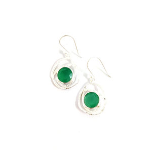 Geometric <b>Green</b> Onyx Drop <b>Earrings</b> 6.2 Grams - Product Image 1