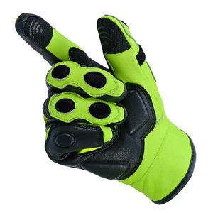 Guantes completos de cuero negro para motocicleta de alta calidad, guantes de carreras, protección de nudillos de carbono, ropa de carreras para motocicleta - Product Image 4