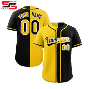Prix usine personnalisé Vintage Baseball Jersey chemise rappeur noir graphique t-shirts avec broderie Sublimation impression vêtements de sport - Product Image 1