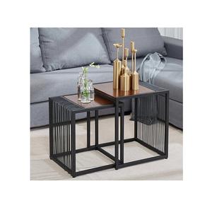 Table d'appoint en bois de qualité supérieure au design unique de style luxueux avec forme et taille personnalisées avec pied en fer noir à faible taux - Product Image 6