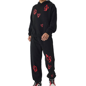 Ensemble de survêtements d'hiver personnalisés en molleton bouclette de coton, 2 pièces, coupe oversize unisexe, pantalon de survêtement et sweat à capuche coupe classique - Product Image 2