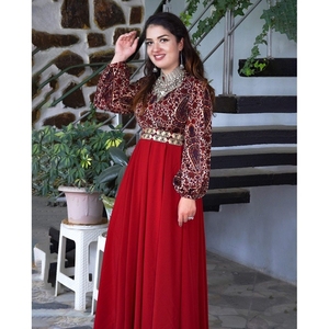 Vestidos afganos más vendidos de nuevo diseñador para mujer en seda y terciopelo 2502 - Product Image 6