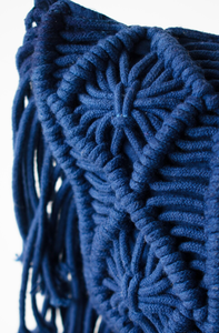 Macrame <b>Pillow</b> Cover// Blue Macrame // Navy Macrame // Macrame with Tassels - Product Image 2