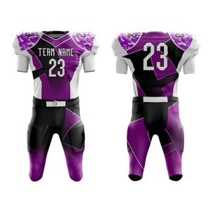 Ensemble d'uniformes de football américain unisexe, design haut de gamme, grande taille, nouvelle arrivée, manches courtes, respirant, antibactérien, séchage rapide, devant - Product Image 1