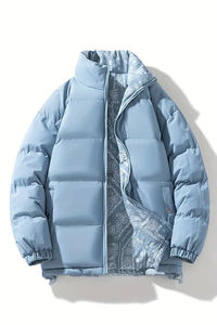 <b>Men's</b> Plus Size Winter Warm Thick Outerwear Style Zipper Closure Waterproof Breathable Paisley Pattern Reversible Puffer <b>Jacket</b> - Product Image 2