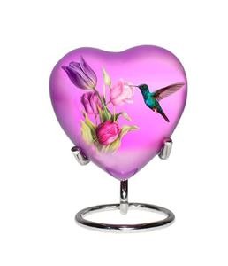 Urne coeur de colibri-Mini urne crémation coeur avec support et boîte de qualité supérieure-Petite urne souvenir pour cendres-Honore votre bien-aimé - Product Image 1