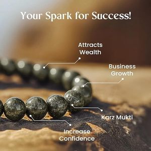 NOVAMART Fine Authentic Raw Pyrite Ball Shape Astrology Healing Crystal Bracelet <b>Bangle</b> Certificate Authenticity for Everyday We - Product Image 3