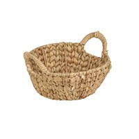 Panier de rangement en jacinthe d'eau tissé accrocheur, panier à linge en osier avec poignées, style vintage écologique