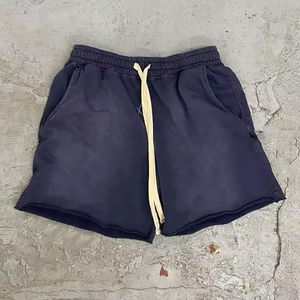 Venta caliente HOMBRES ACID WASH Shorts Alta calidad 100% algodón Sun Fade con diamantes de imitación Patrón sólido Streetwear Sun Fade Shorts - Product Image 3