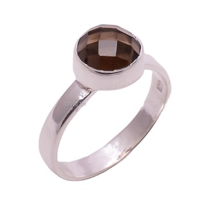 Anillo Unisex de Plata de Ley 925 con Incrustaciones de Circonita Ahumada Natural, Estilo Clásico, Hecho a Mano, Joyería Fina para Fiestas, Aniversarios y Bodas - Product Image 1