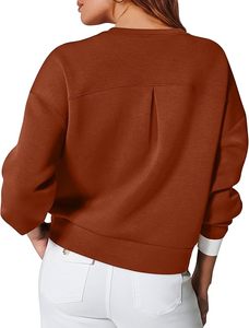 Femmes 2024 Printemps Nouvelle Mode Plissé O Neck Pullover Sweatshirts Fabricant Manches Longues Casual Female Pullovers Chic Tops - Product Image 3