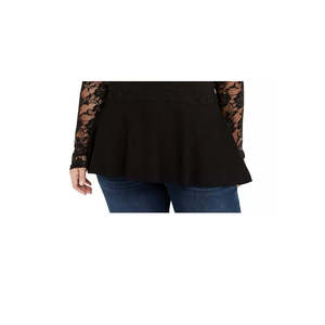 Maglione peplum in pizzo nero da donna di INC International Concepts nella taglia 3X - Product Image 3