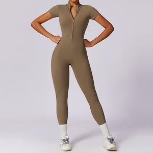 Mono Deportivo Personalizado, Transpirable, Sin Costuras, de Spandex/Nailon, para Gimnasio, Ejercicio, Yoga, con Cremallera, Ropa Deportiva Activa, Mono de Yoga - Product Image 3
