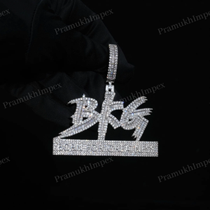 สร้อยคอจี้เพชรโมอิส bkg แบบกำหนดเอง925สร้อยคอเงินสเตอร์ลิงชุบทอง VVS เพชรโมอิสซาไนท์เครื่องประดับฮิปฮอปโซ่แร็ป - Product Image 2