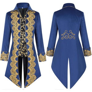 Chaqueta de frac victoriana unisex color borgoña con ribete de encaje dorado, disfraz formal gótico renacentista, modelo de marca personalizado LLU-F-366 - Product Image 4