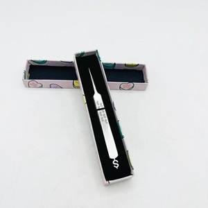 Pince à épiler droite et pointue en acier inoxydable durable avec pince à épiler pour extension de cils gravée Logo personnalisé accepté - Product Image 2