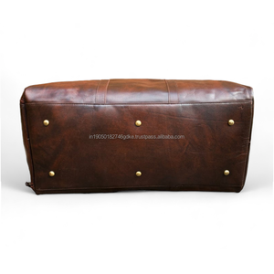 Unisex Custom Logo Gym <b>Duffle</b> <b>Bag</b> Genuine <b>Leather</b> Sports Organizer Portable Zipper Vintage Style for Outdoor Sports Overnight - Product Image 6