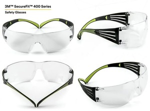 Lunettes de sécurité 3M SecureFit SF401AF avec monture en TPE. Anti-buée absorbe les rayons UVA/UVB. Conforme aux normes Z94.3 et ANSI Z87.1. - Product Image 2
