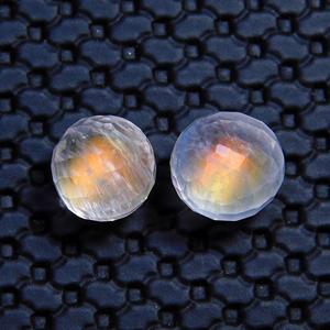 Perle de pierre de lune arc-en-ciel naturelle 12 mm lisse semi-précieuse bleue qualité AAA+ cristal de feu checkerboard bijoux pierres précieuses en vrac - Product Image 2