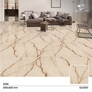 Carreaux en porcelaine polie au design moderne de haute qualité SKYTOUCH Marque Restaurant Plancher intérieur Finition brillante Porcelanato - Product Image 3