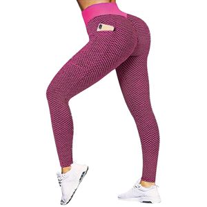 Pantalon de yoga à taille haute à motif léopard en nid d'abeille avec fermeture élastique et poche, confortable, écologique, leggings 100% nylon - Product Image 3