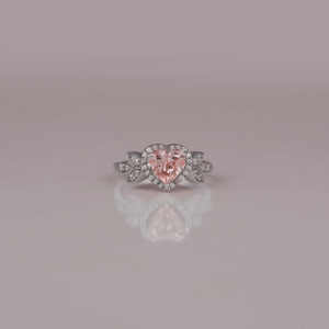 Bague de luxe personnalisée en forme de cœur avec diamant cultivé en laboratoire plaqué or blanc massif 18 carats avec certificat IGI pour femme-Coeur rose - Product Image 1