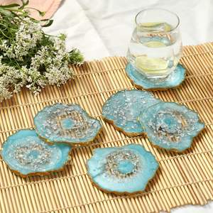 walnut coasters Best Quality Clear <b>Epoxy</b> Resin Designer Cup Coaster Wholesale High Quality Handmade Resin Coaster - Product Image 1