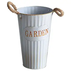 Macetas galvanizadas de Navidad rústicas, cubos de Navidad decorativos, maceta de Metal de Navidad, decoración de flores de granja, decoración del hogar - Product Image 1