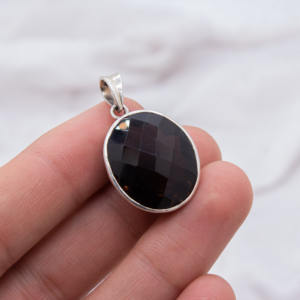 Wholesale Natural Smoky Quartz Gemstone <b>Pendant</b> for Women Handmade 925 <b>Solid</b> Sterling Silver <b>Gold</b> Plating Oval Shape Jewelry - Product Image 2