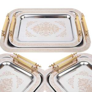 Bandeja minimalista de acero inoxidable con acabado cepillado para una elegante exhibición de bebidas - Product Image 2