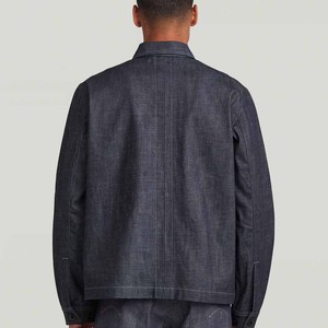 Chaqueta vaquera oscura para hombre, ropa de abrigo de utilidad estructurada, estilo Streetwear, abrigo de algodón con bolsillos grandes, ropa de moda informal - Product Image 5
