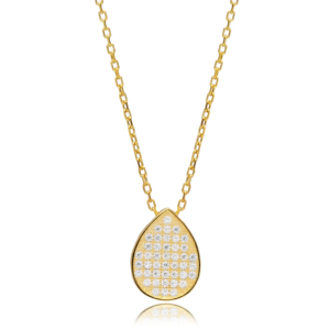 Collier minimaliste en argent sterling 925 avec pendentif en forme de poire en zircon clair, tendance, bijoux fins - Product Image 1