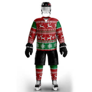 Custom Festive Ice Hockey Uniform Set Santa Claus Design <b>Christmas</b> Reindeer Theme Personalized Player Number 18 Athletic Gear - Product Image 1