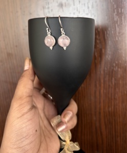 Boucles d'oreilles pendantes bohèmes pour femmes, plaquées argent, forme ronde, cristal de quartz rose, pierre précieuse, perle, accessoire de mode, vente chaude - Product Image 3