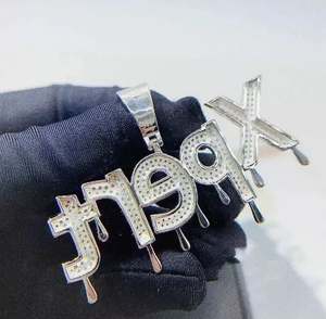 4.60Ct Encantos de letras personalizadas iniciales con diamante de corte redondo Plata de ley chapada en oro blanco de 14 quilates Clásico para fiestas - Product Image 6