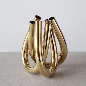 Florero de latón antiguo para decoración de sala de estar, maceta de Metal Floral hecha a mano para interiores modernos y tradicionales - Product Image 1