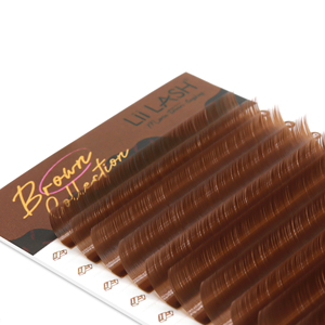LiiLash featherlight bandejas de pestañas de color natural marrón 0,03 0,05 0,07 bandejas de pestañas individuales ventiladores de pestañas marrones hechos a mano al por mayor - Product Image 1