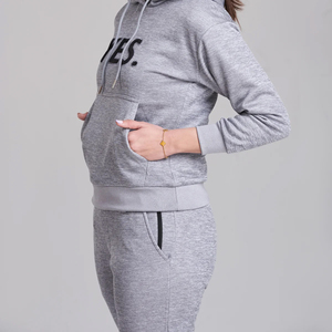 Haute qualité taille personnalisée femmes à capuche décontracté Jogging costumes surdimensionné pull survêtement haut long solide motif polaire automne - Product Image 3