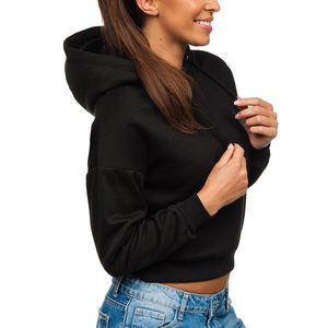 Womens fleece cropped sweatshirt winter stylish <b>drop</b> shoulder comfy hoodie - Product Image 5