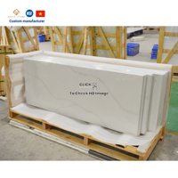 Nombreux projet résidentiel antibactérien Mansion Calacatta pierre de quartz artificielle comptoir de salle de bain monobloc surdimensionné