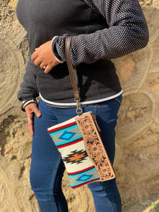 กระเป๋าคลัทช์หนังสไตล์ตะวันตก aztec สีน้ำตาลวินเทจกระเป๋าเครื่องมือหนังแท้ที่เป็นเอกลักษณ์ของ Aztec - Product Image 4